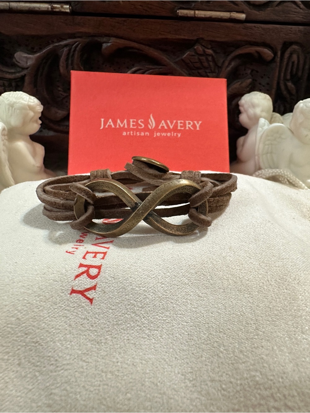 James Avery Leather Bronze infinity Bracelet